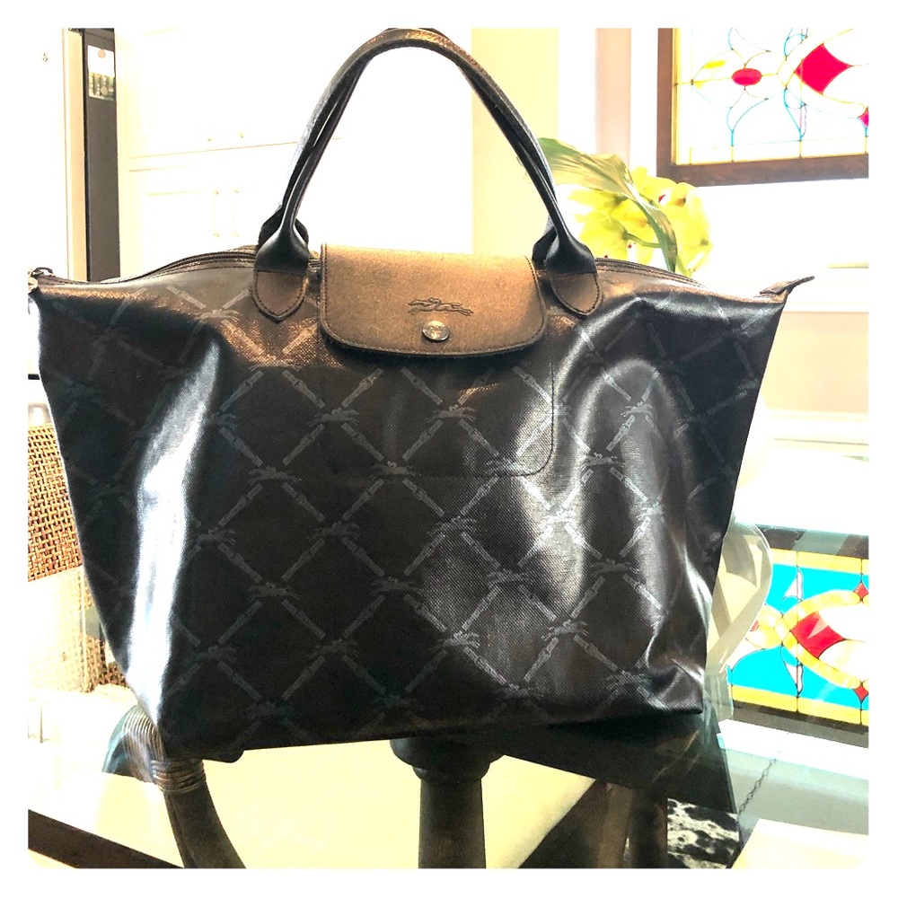 Ltd Edition Longchamp Le Pliage Petrol Black Large